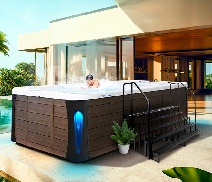 Calspas hot tub being used in a family setting - Huntington Beach