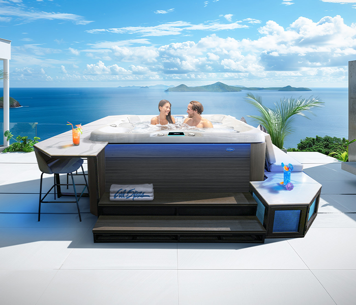 Calspas hot tub being used in a family setting - Huntington Beach